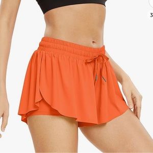 Orange Flowy Athletic Shorts